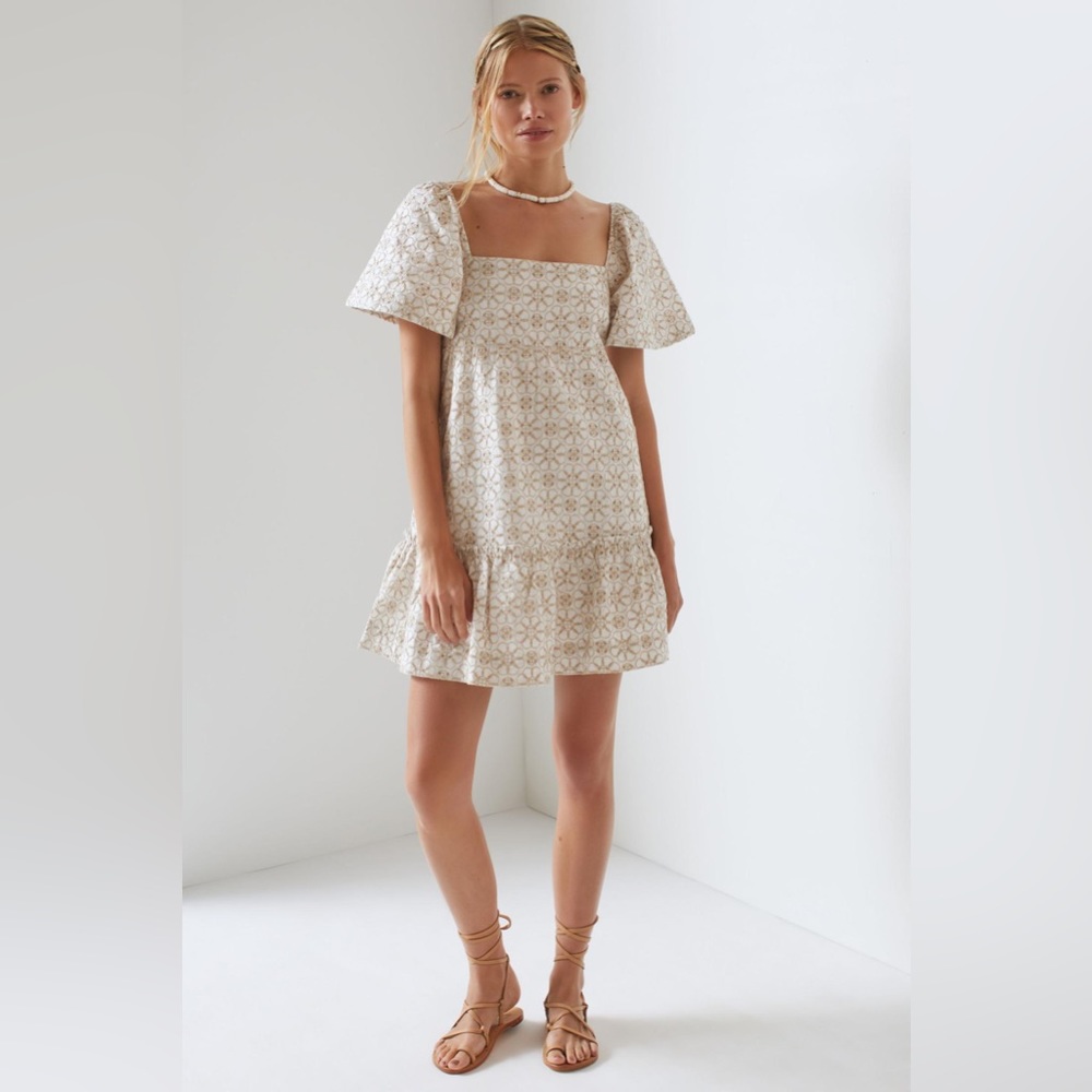 Anthropologie Smocked Tunic Mini Dress Sz M